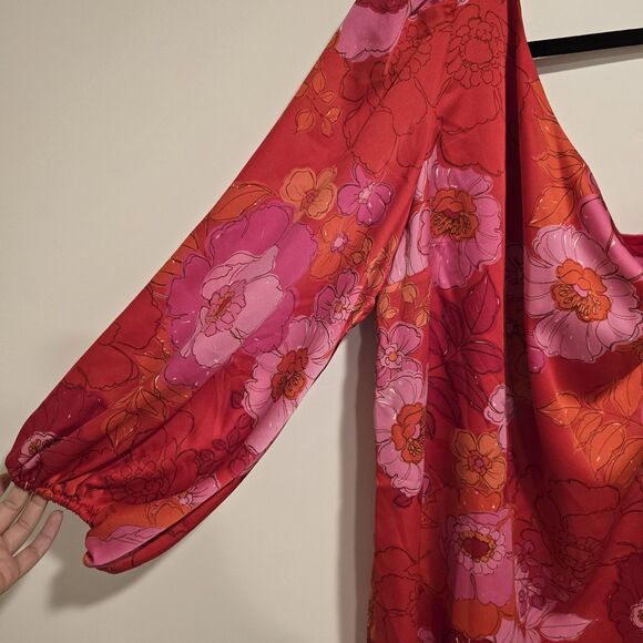Trina Turk Admirable One Shoulder Floral Shift Mini Dress Sz 6 Womens Pink Red - Picture 3 of 12